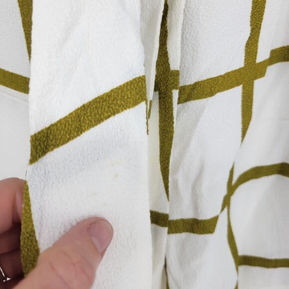 Anthropologie Sancia windowpane shorts front tie small white green womens - Picture 6 of 8